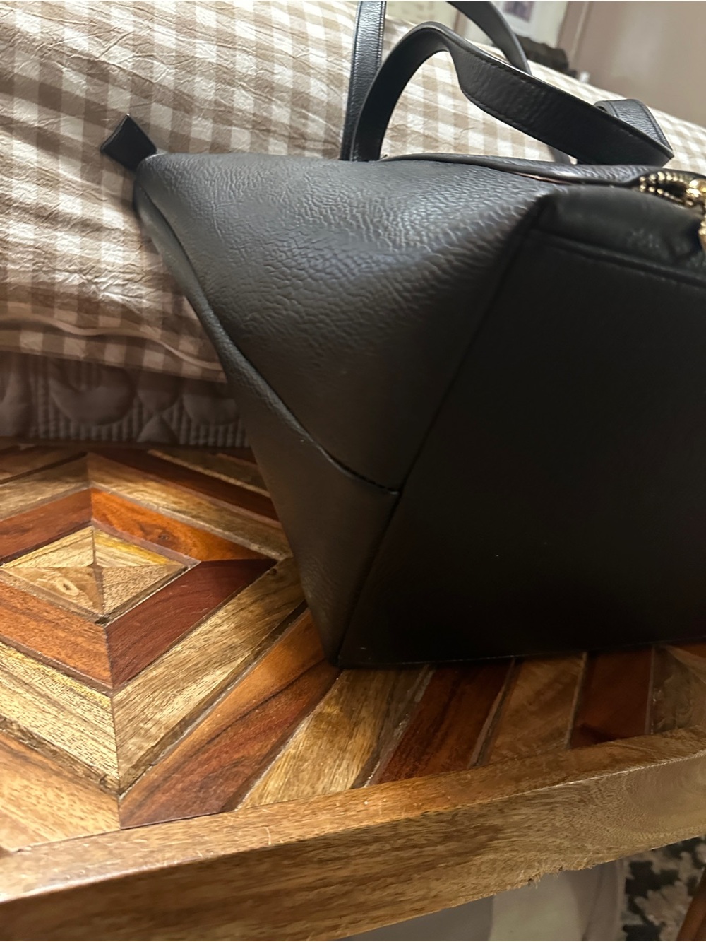 Poppy & Peonies Black Pebbled Tote - Picture 5 of 7